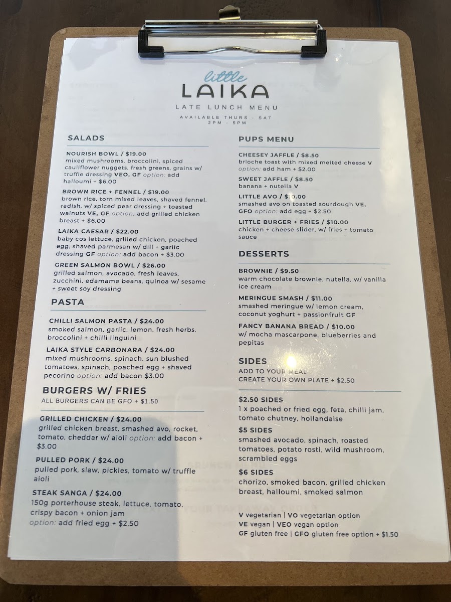 Little Laika menu board
