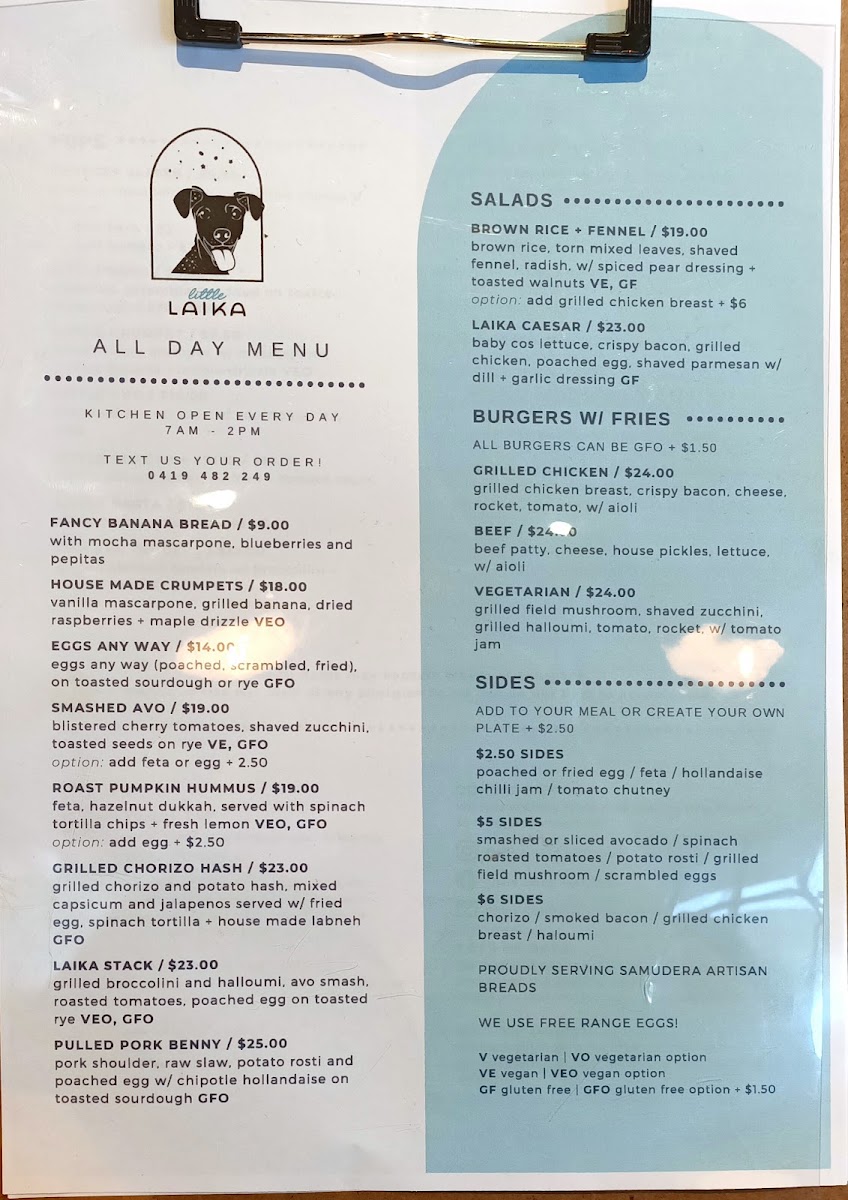 Little Laika menu board