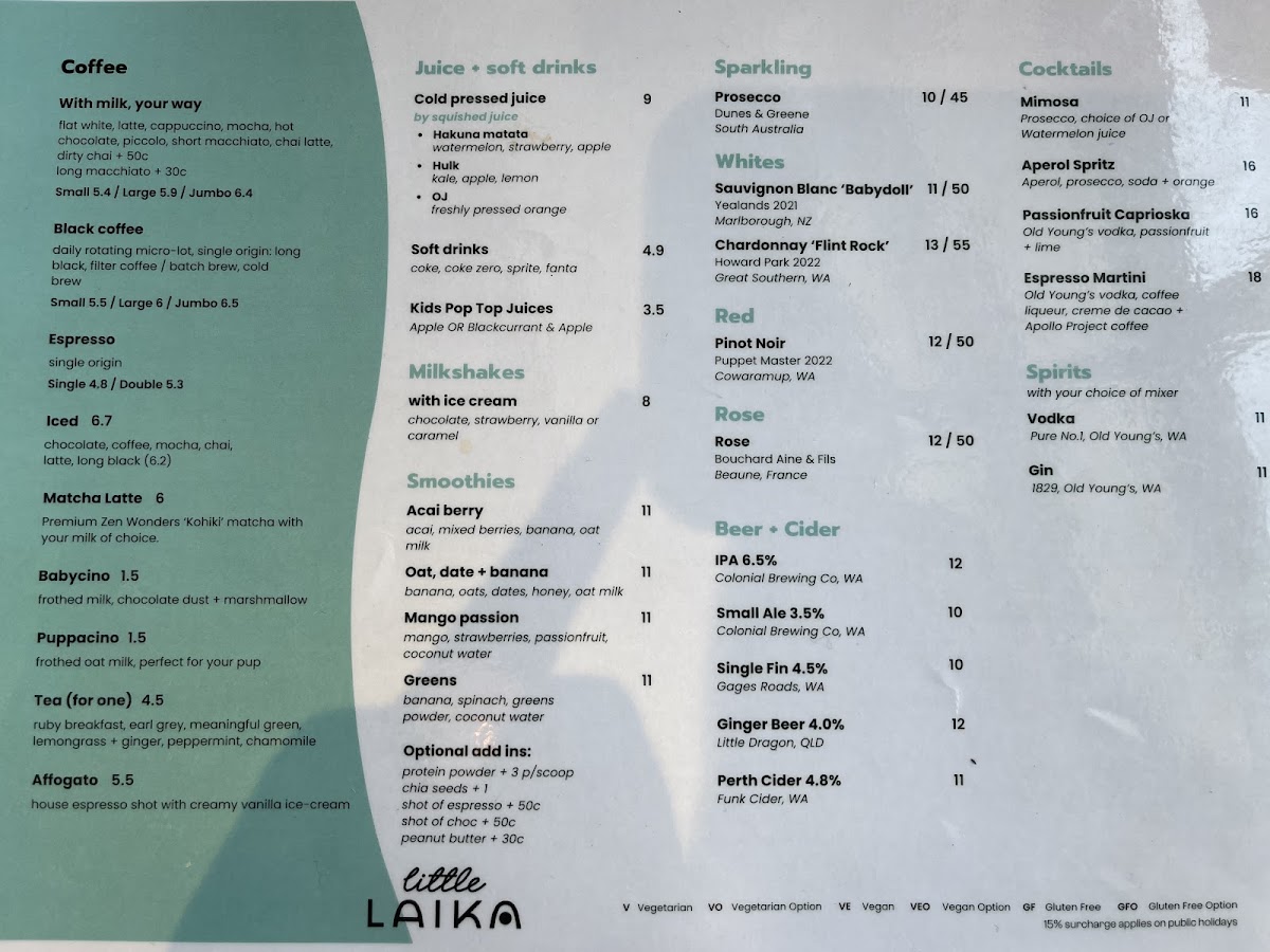 Little Laika menu board
