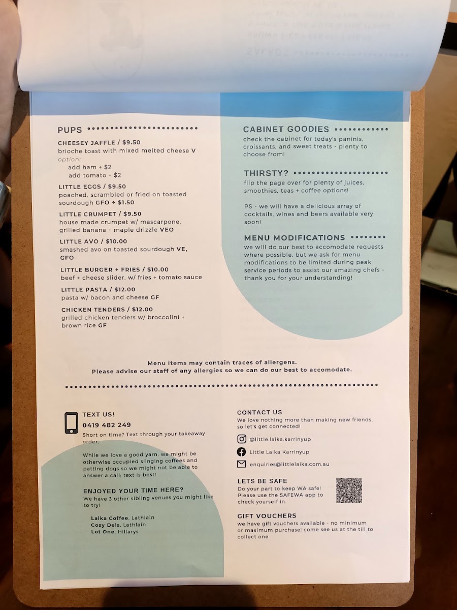 Little Laika menu board