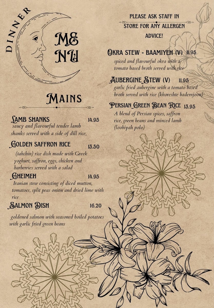 Marjan's menu board