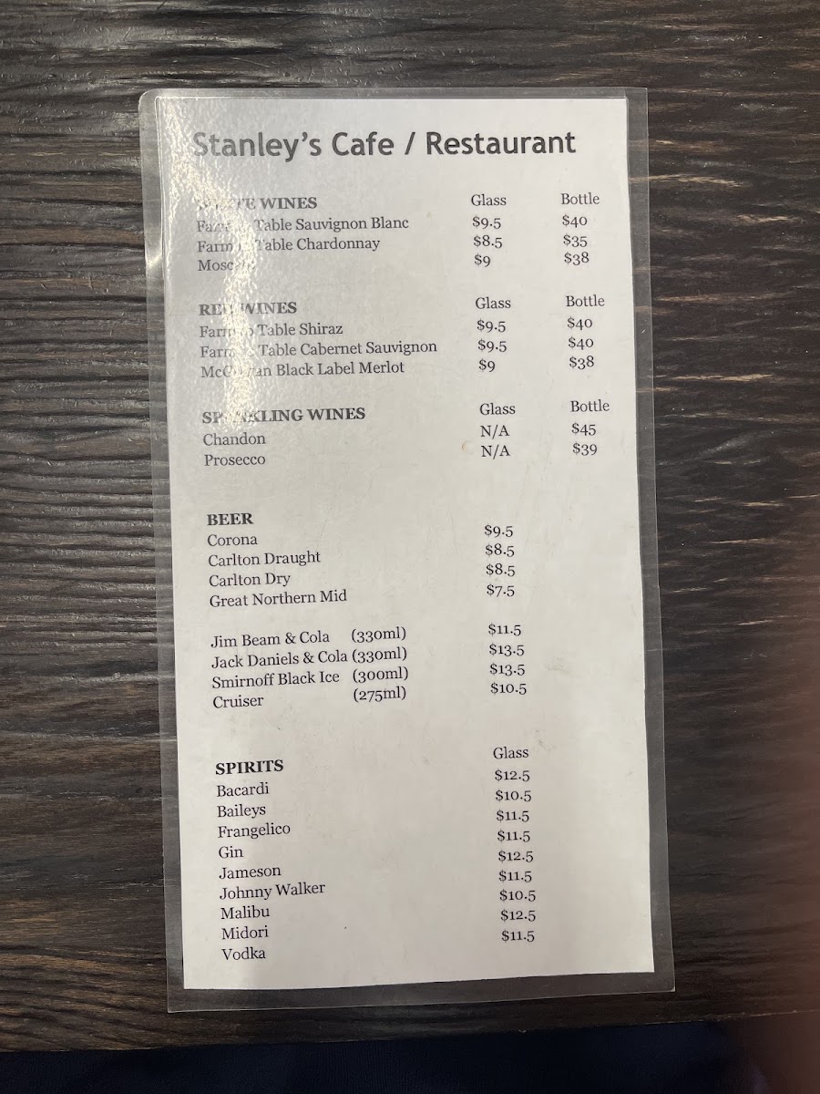 Stanley's Cafe / Restaurant menu board