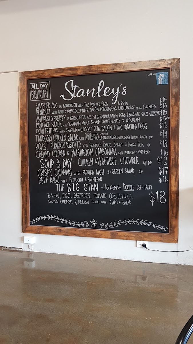 Stanley's Cafe / Restaurant menu board