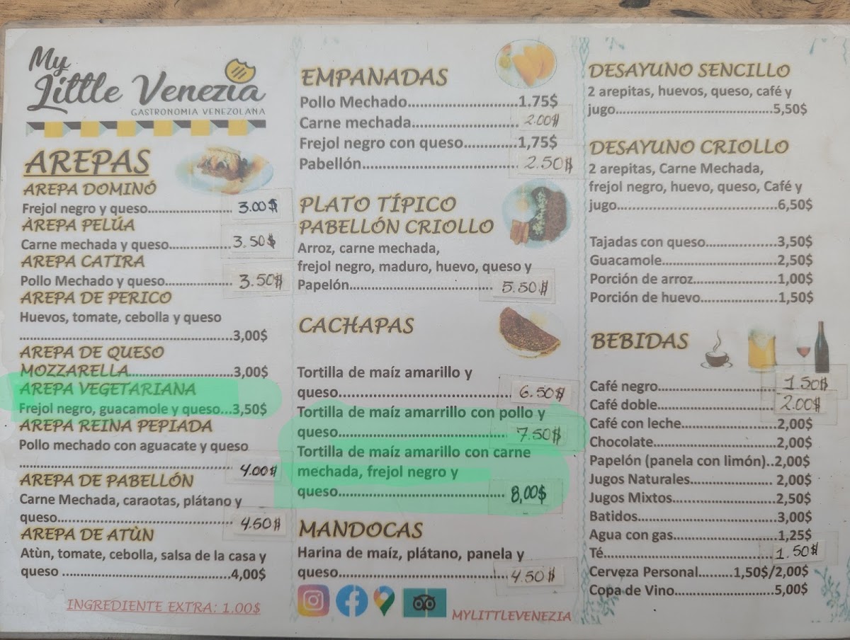 My Little Venezia Mindo menu board