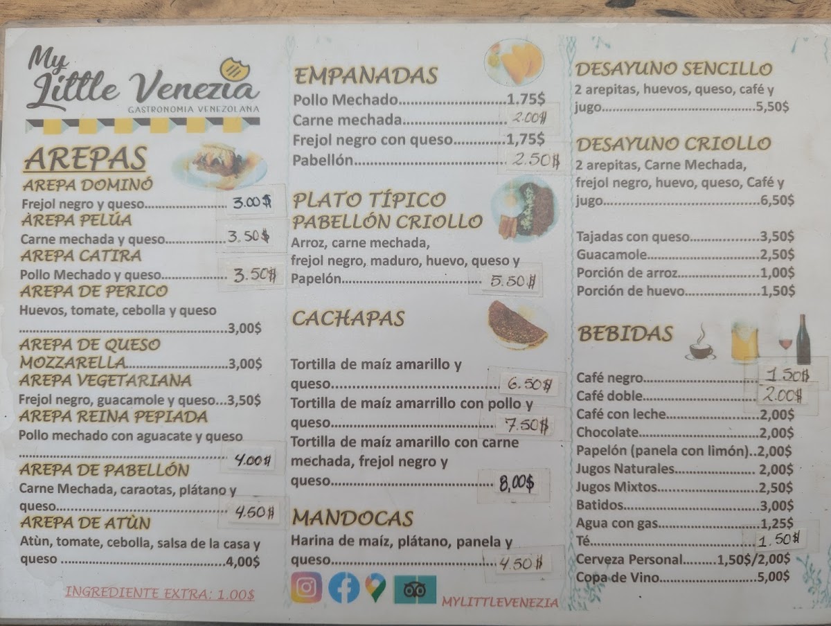 My Little Venezia Mindo menu board