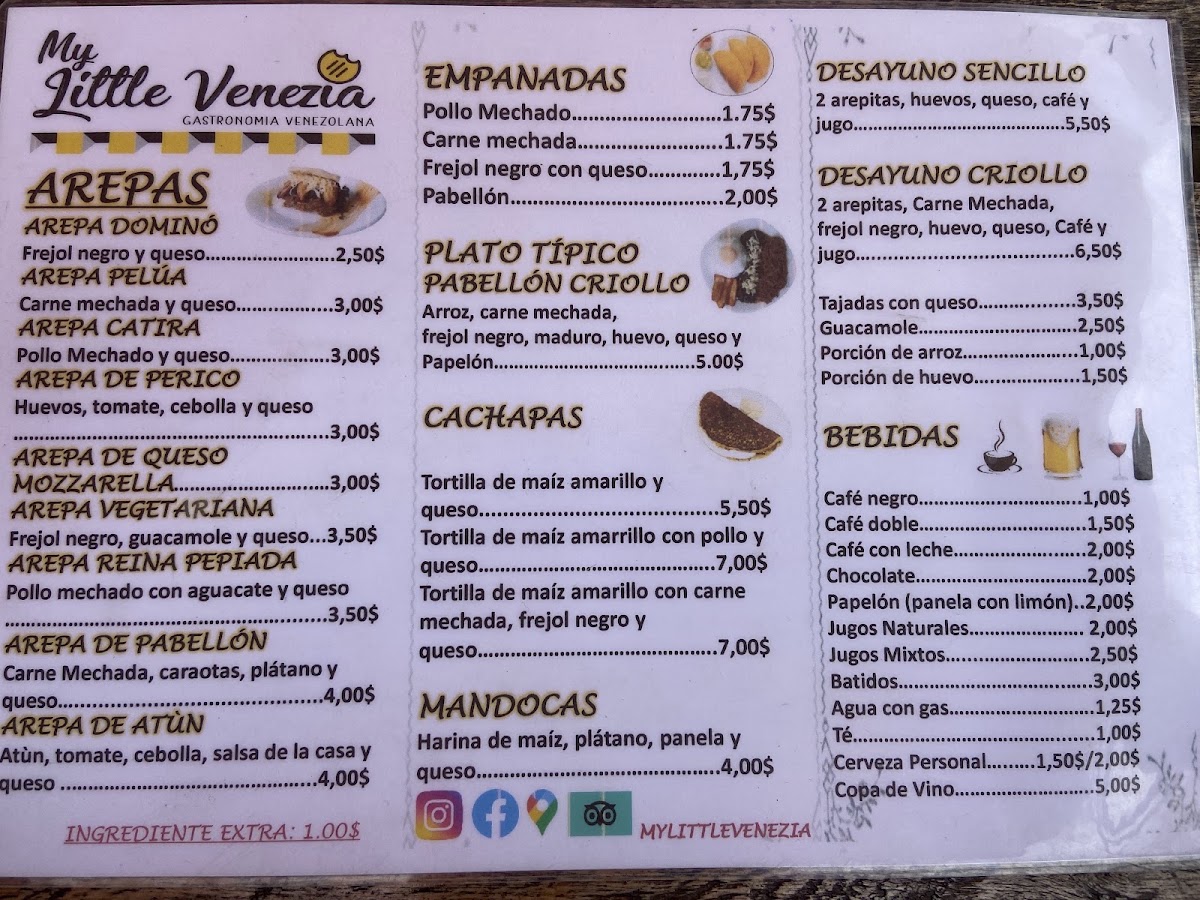 My Little Venezia Mindo menu board