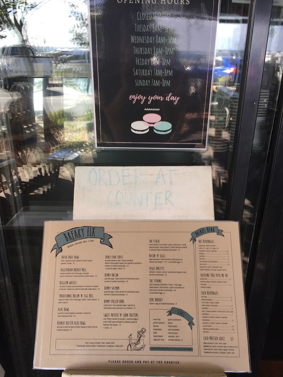 The Salty Beardman menu board