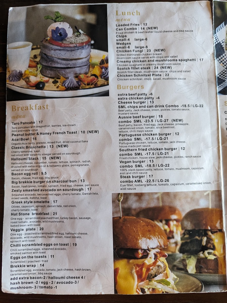 Hot Stone Cafe menu board