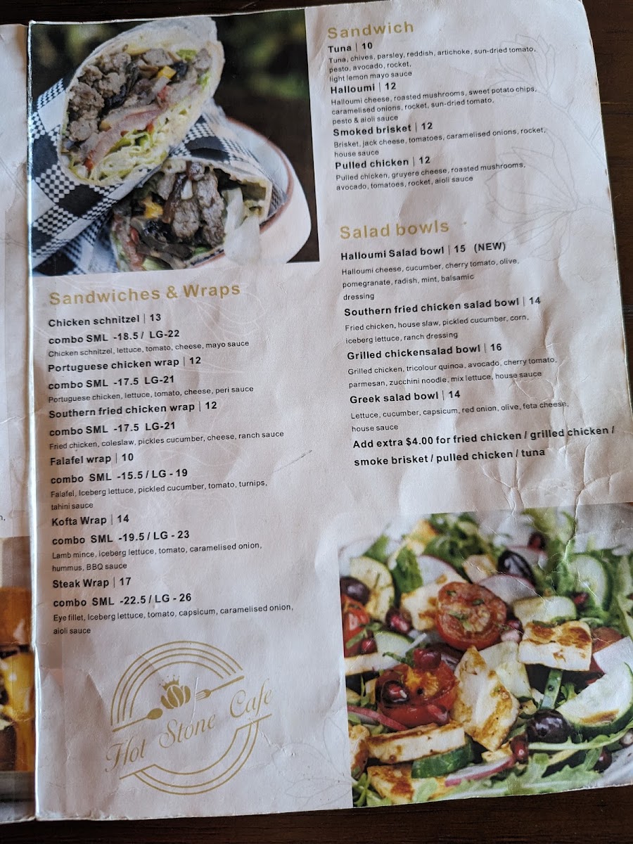 Hot Stone Cafe menu board