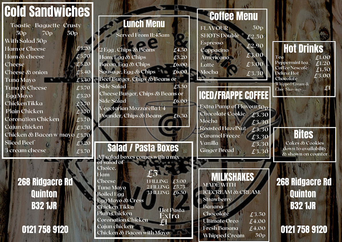 Coffee & Cafe @ 268 / Street Food @ 268 menu board