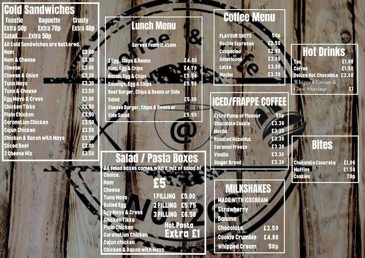 Coffee & Cafe @ 268 / Street Food @ 268 menu board