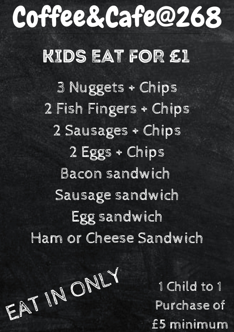 Coffee & Cafe @ 268 / Street Food @ 268 menu board
