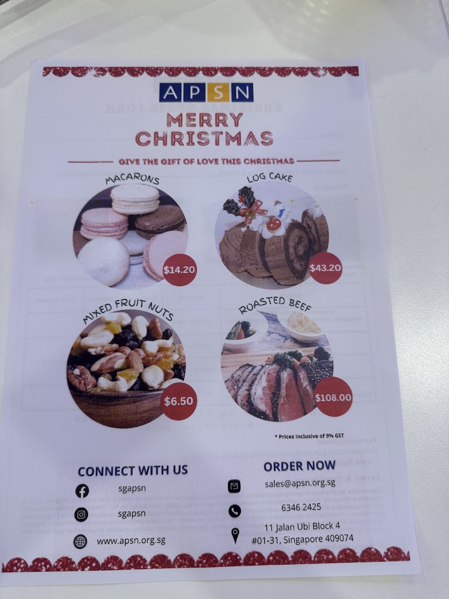 APSN Café for All menu board