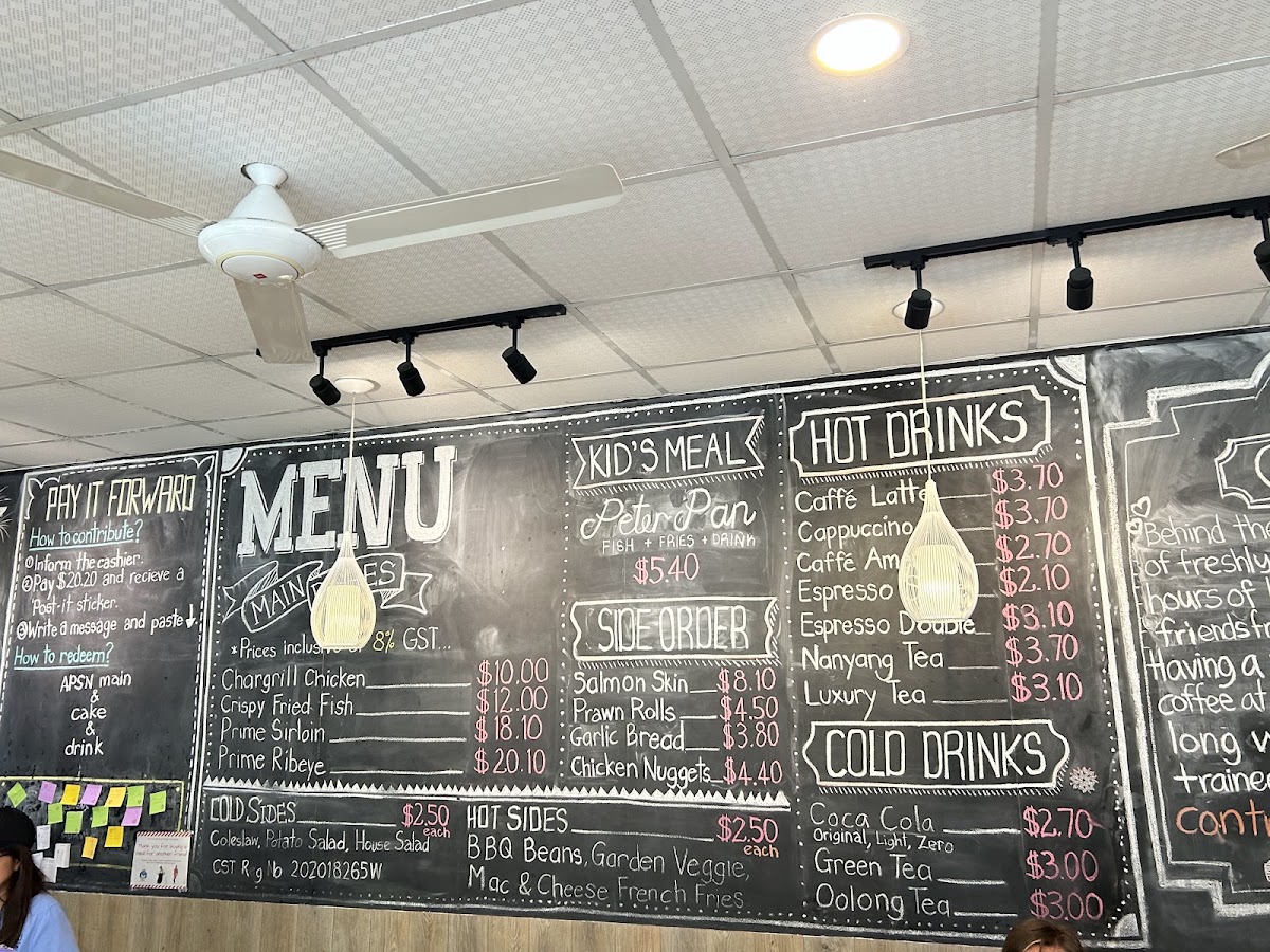 APSN Café for All menu board