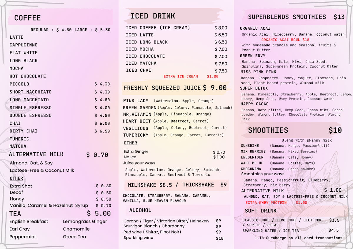 Hummingbird Elwood menu board