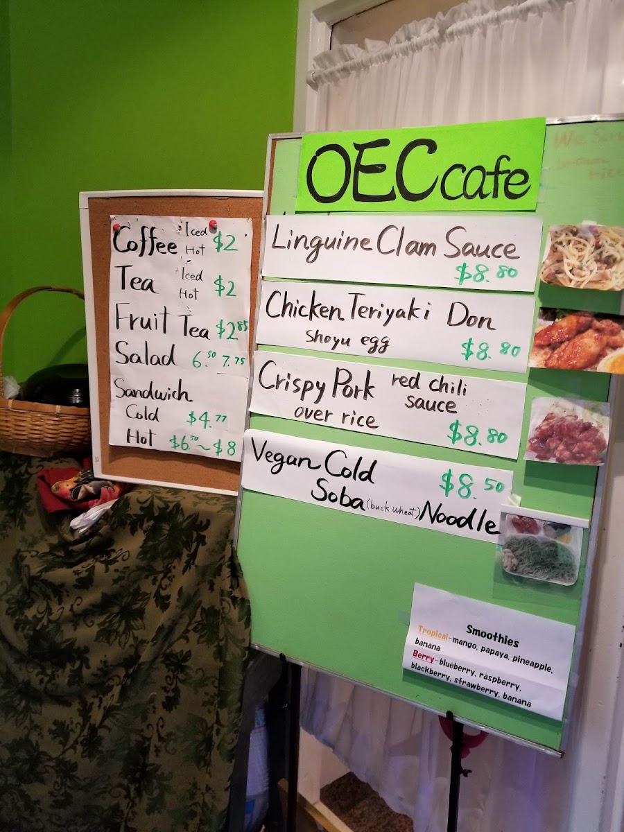 OEC Cafe menu board