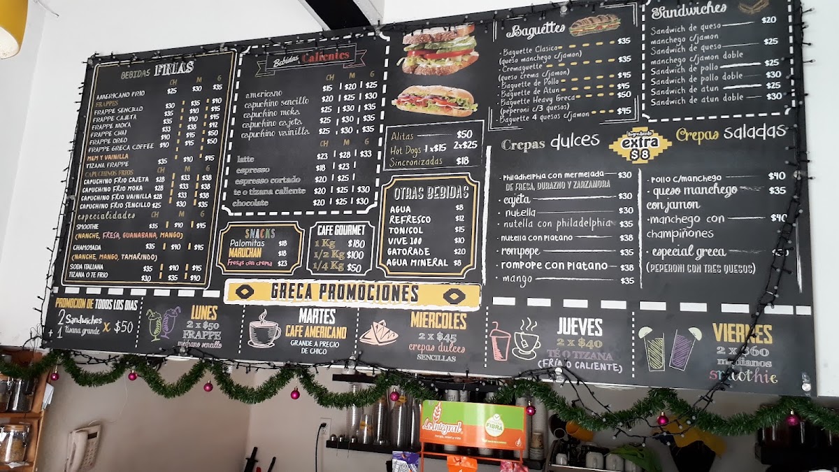 Greca Coffee menu board