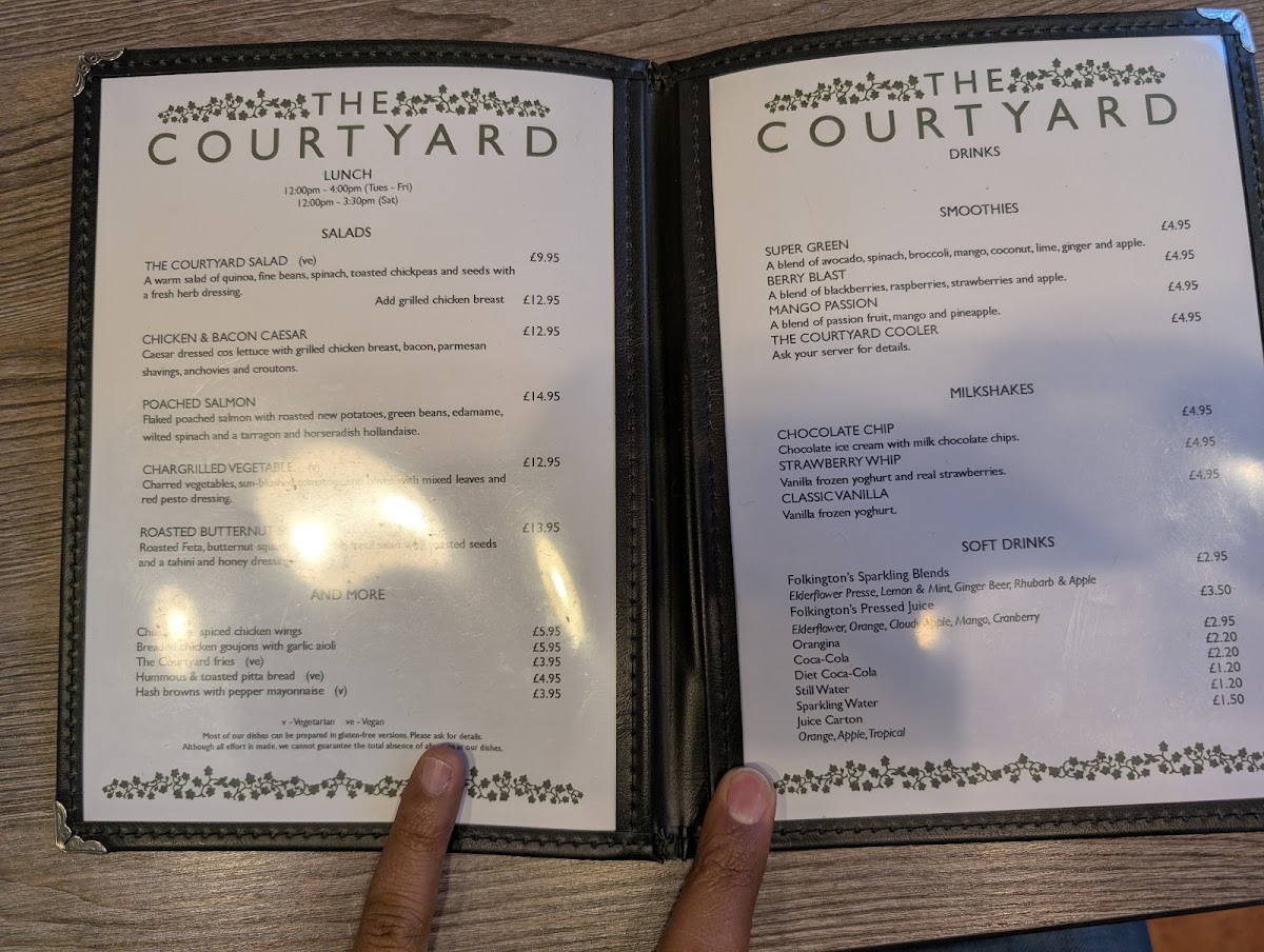 The Courtyard menu board