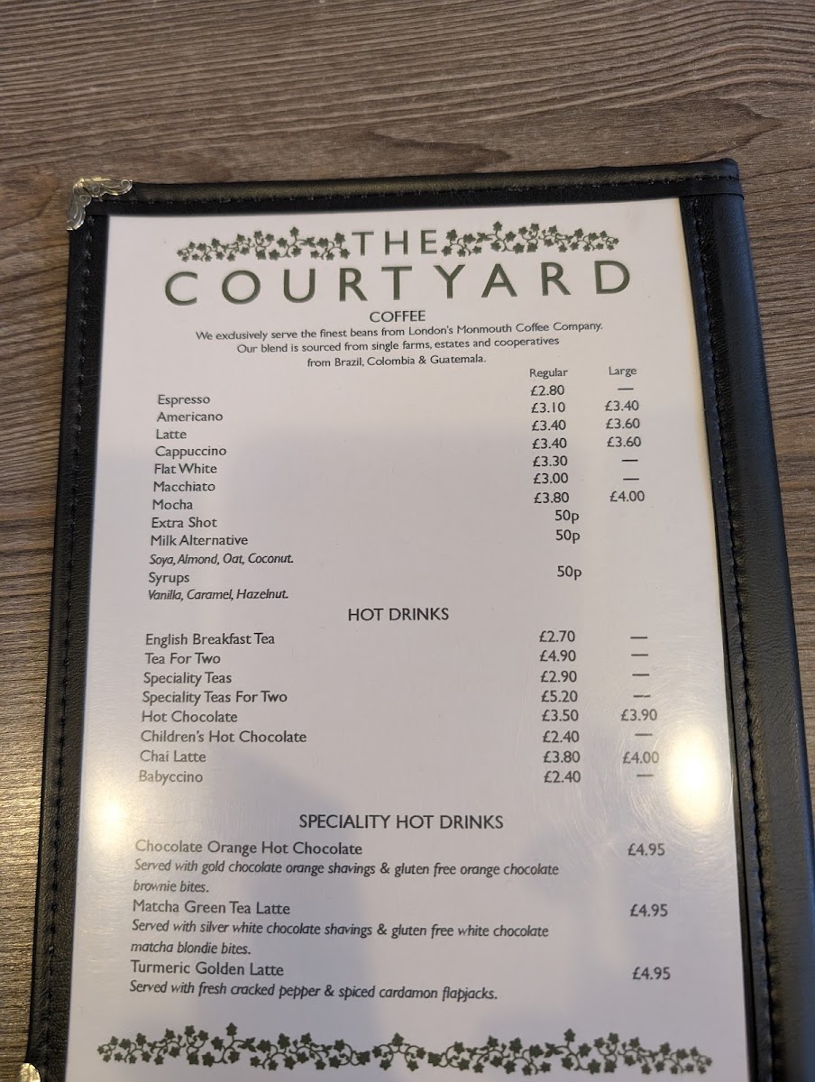 The Courtyard menu board