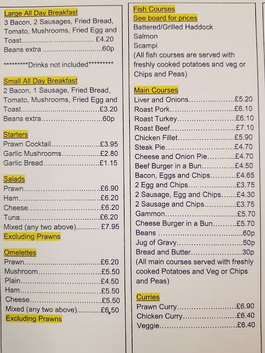 The Eating House menu board