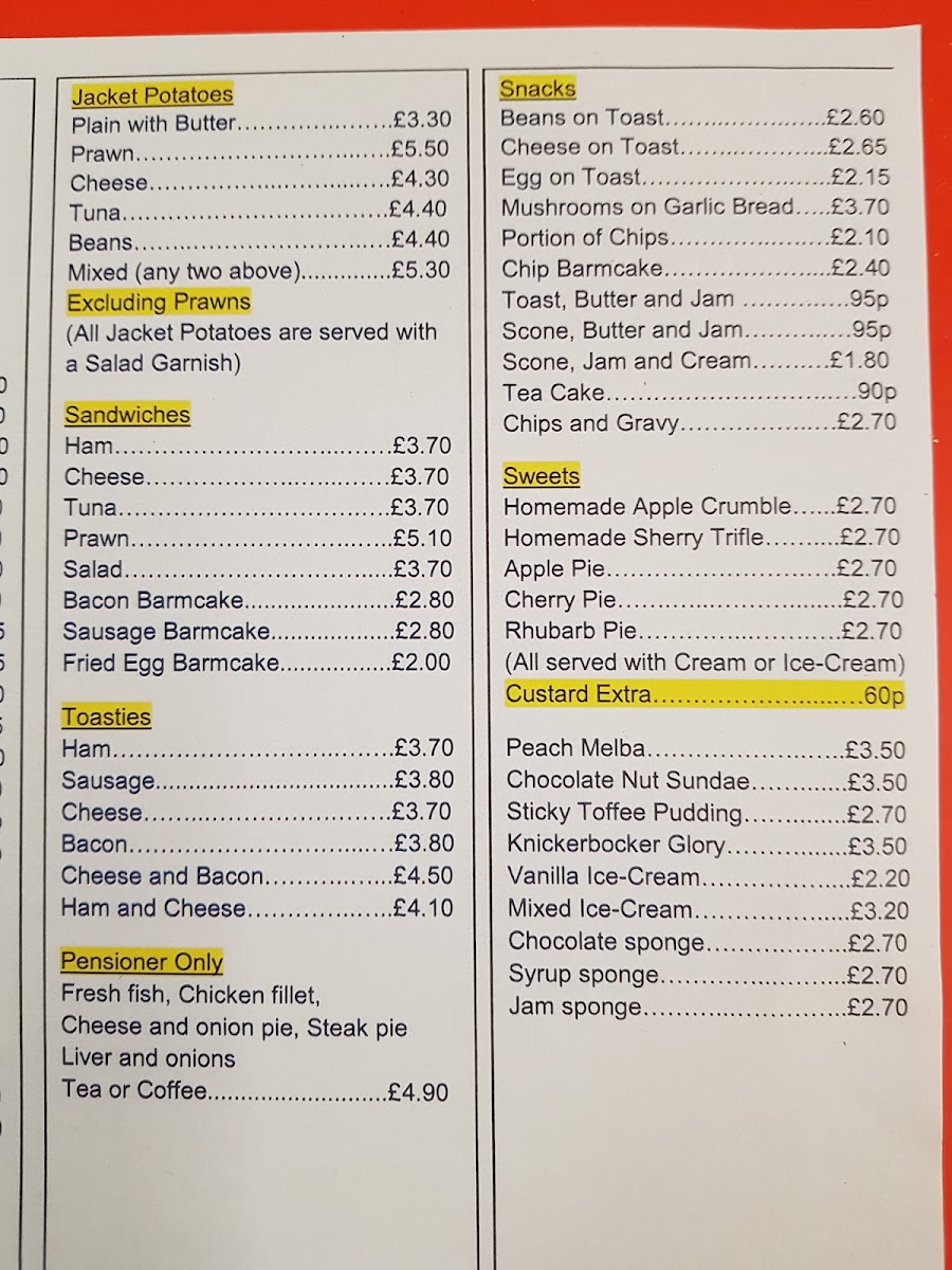 The Eating House menu board