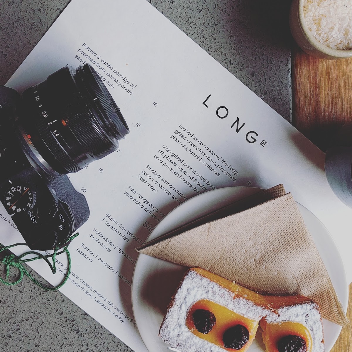Long Street Coffee menu board
