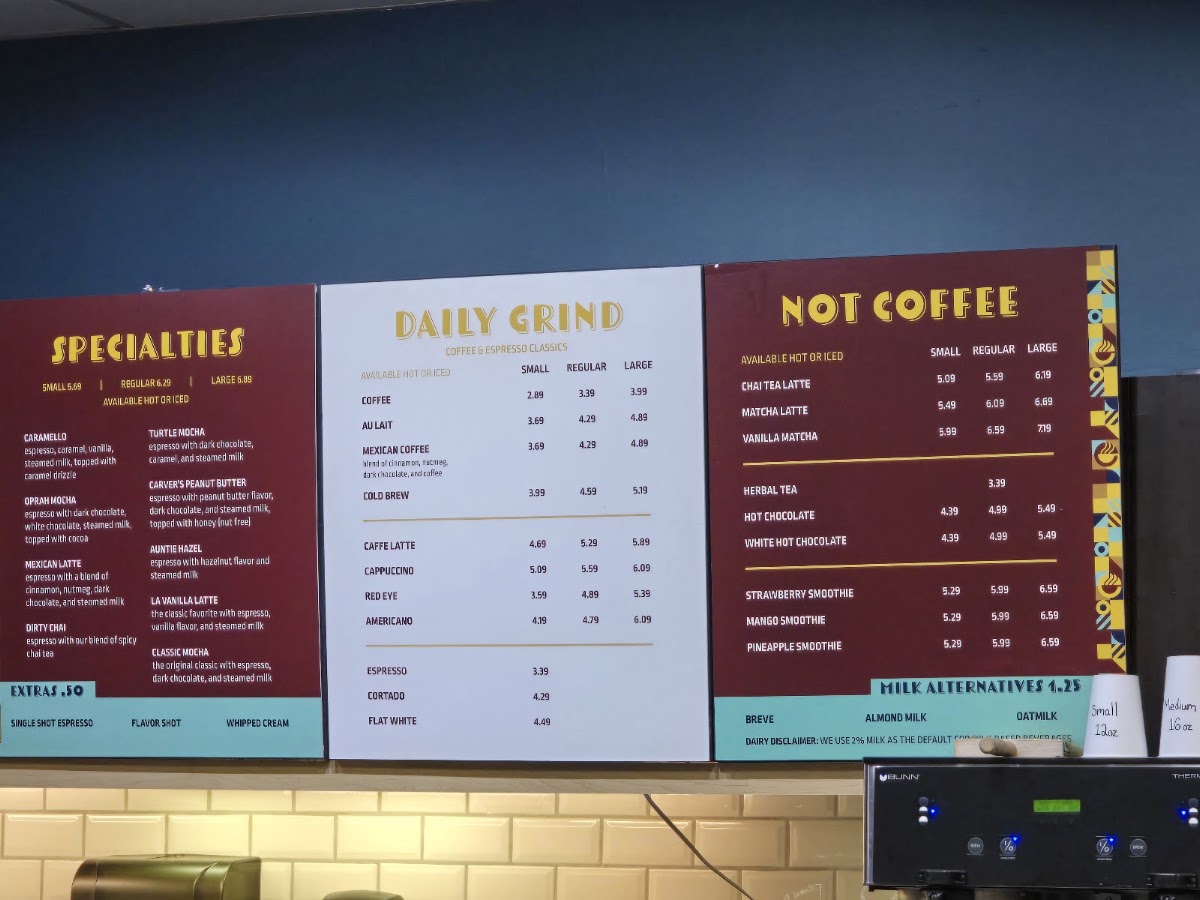 Beyu Caffe menu board