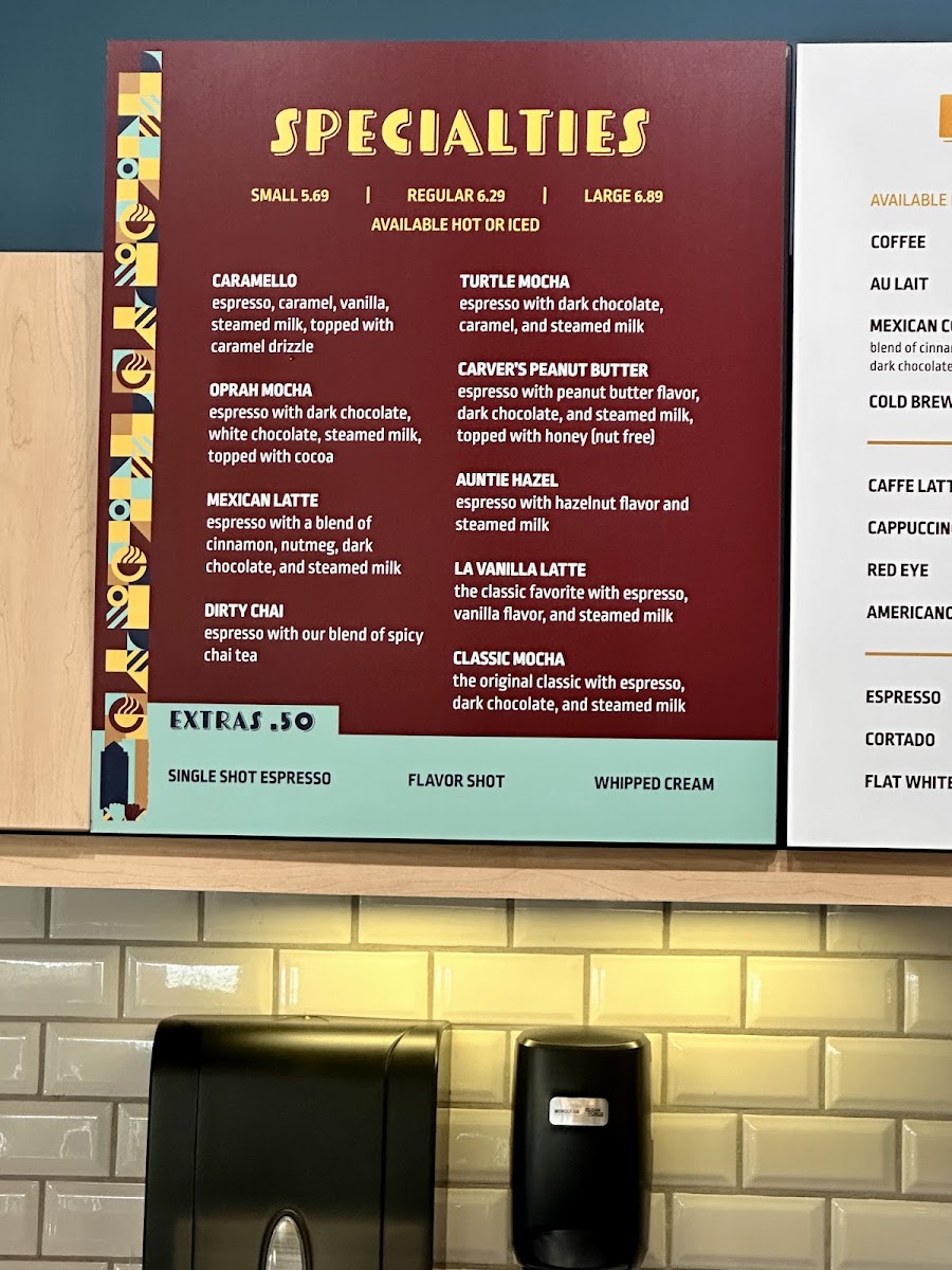 Beyu Caffe menu board