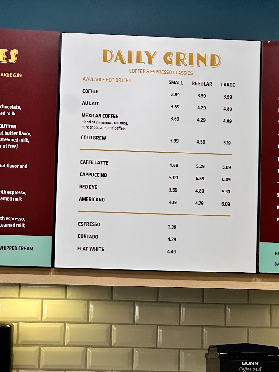 Beyu Caffe menu board