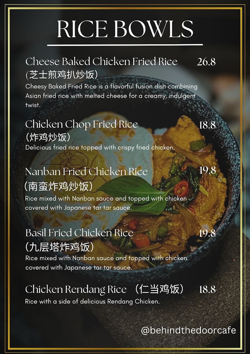 BEHIND THE DOOR CAFE menu board