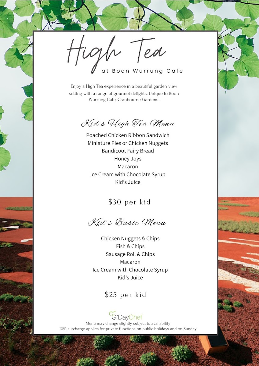 Boon Wurrung Cafe menu board