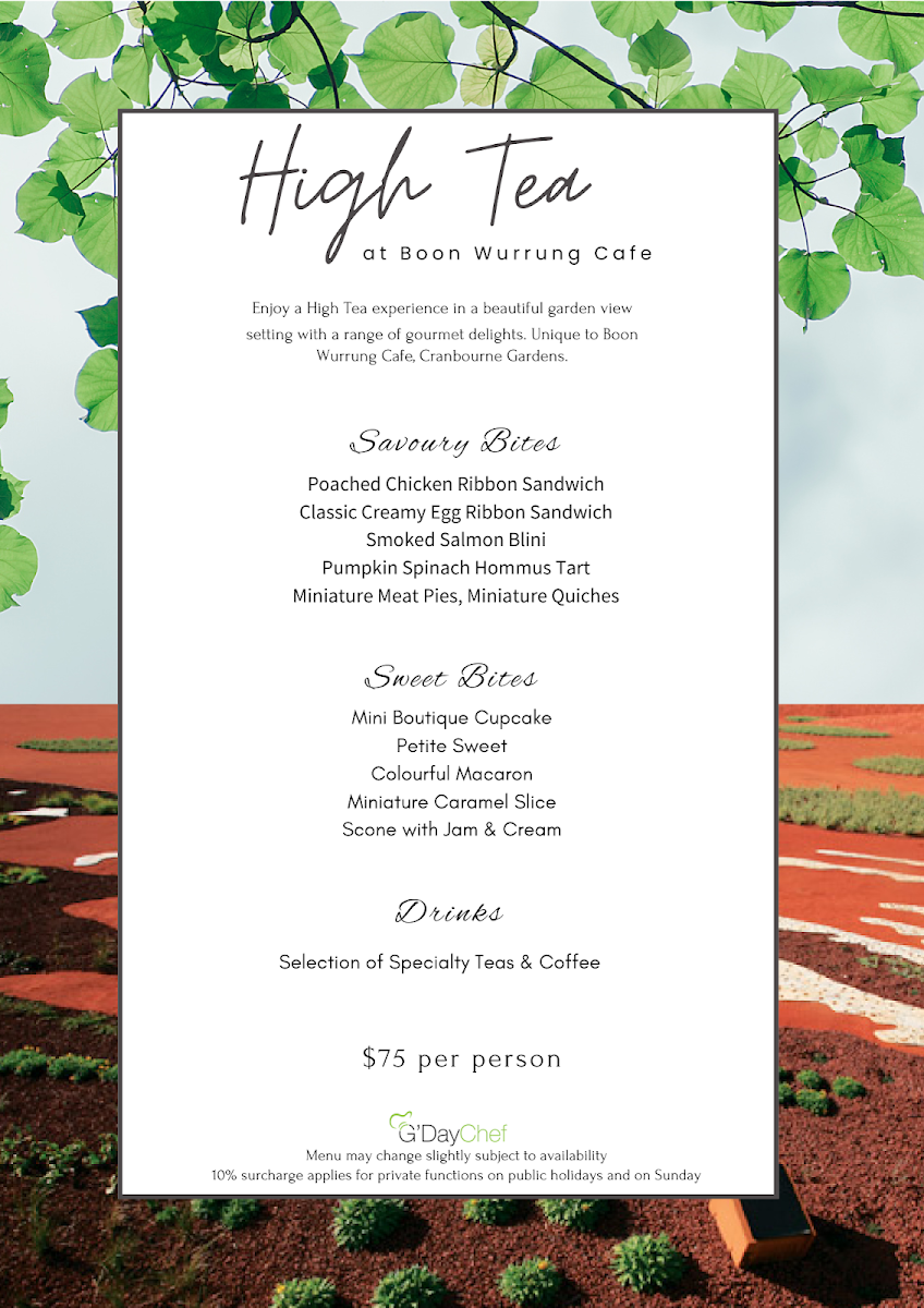 Boon Wurrung Cafe menu board