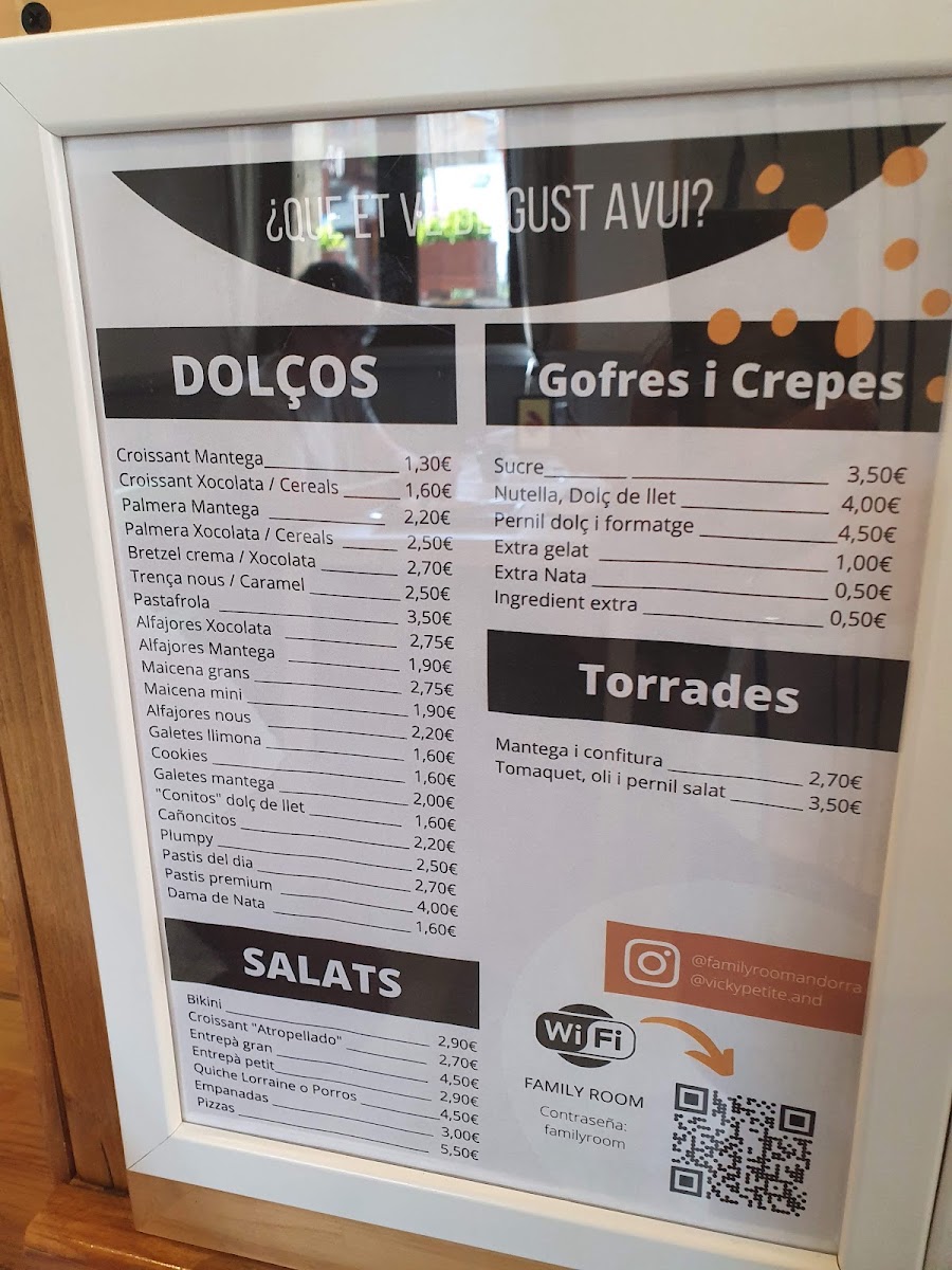 Family Room menu board