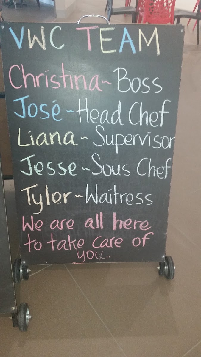 Village Way Cafe menu board