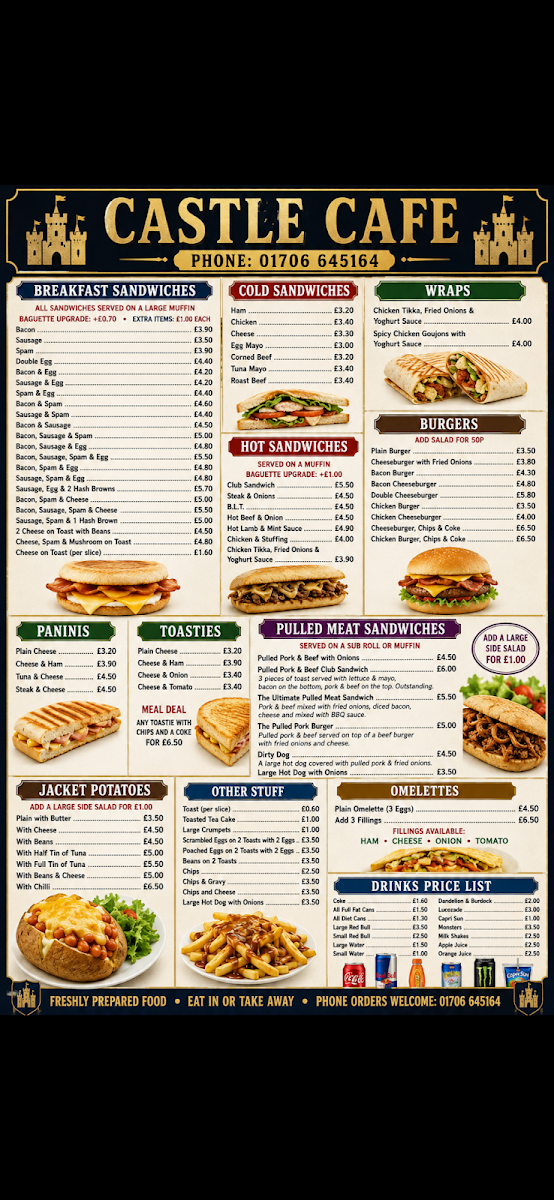 Castle menu board