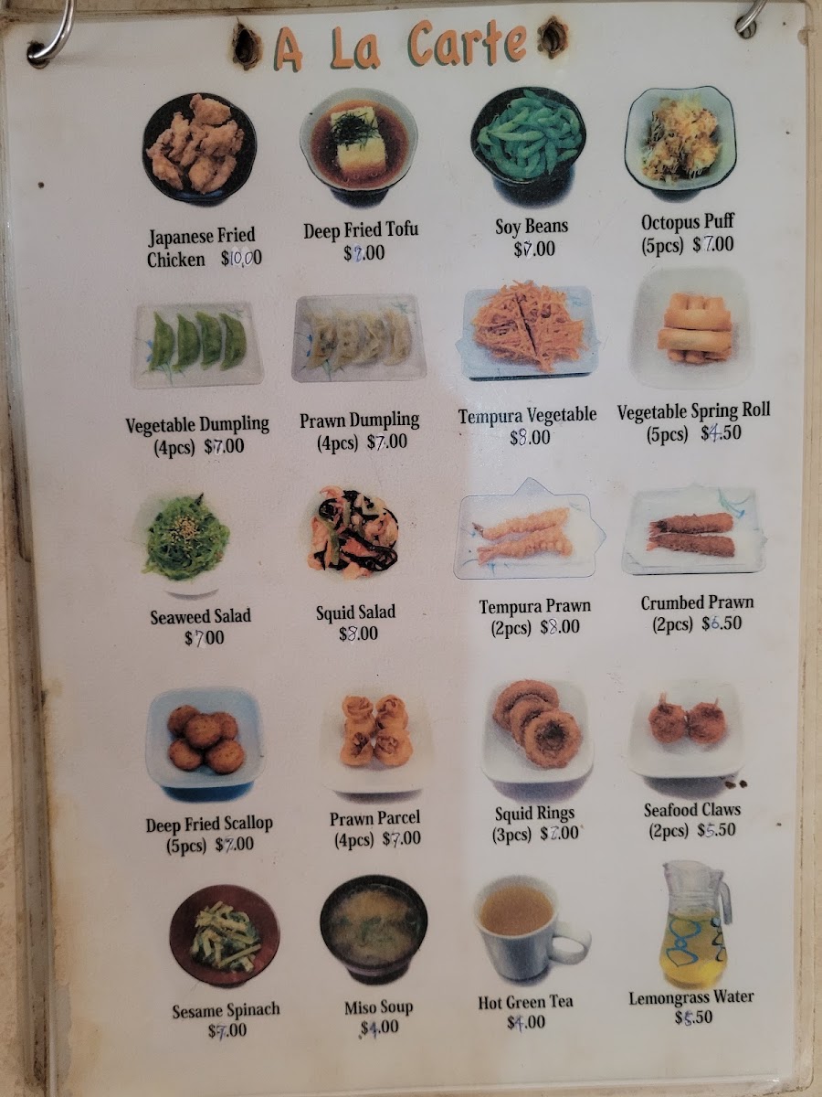 Rapid Cafe japanese Cuisine menu board