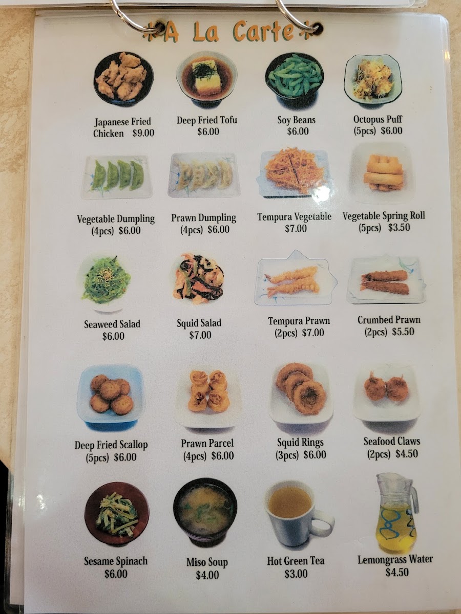 Rapid Cafe japanese Cuisine menu board