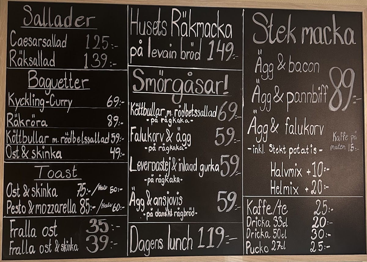 Hantverkscafét menu board