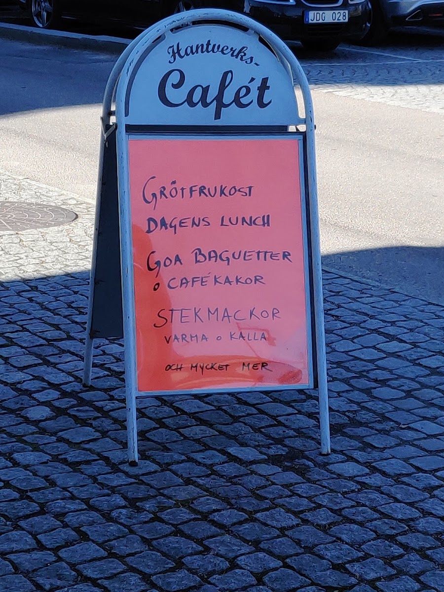 Hantverkscafét menu board