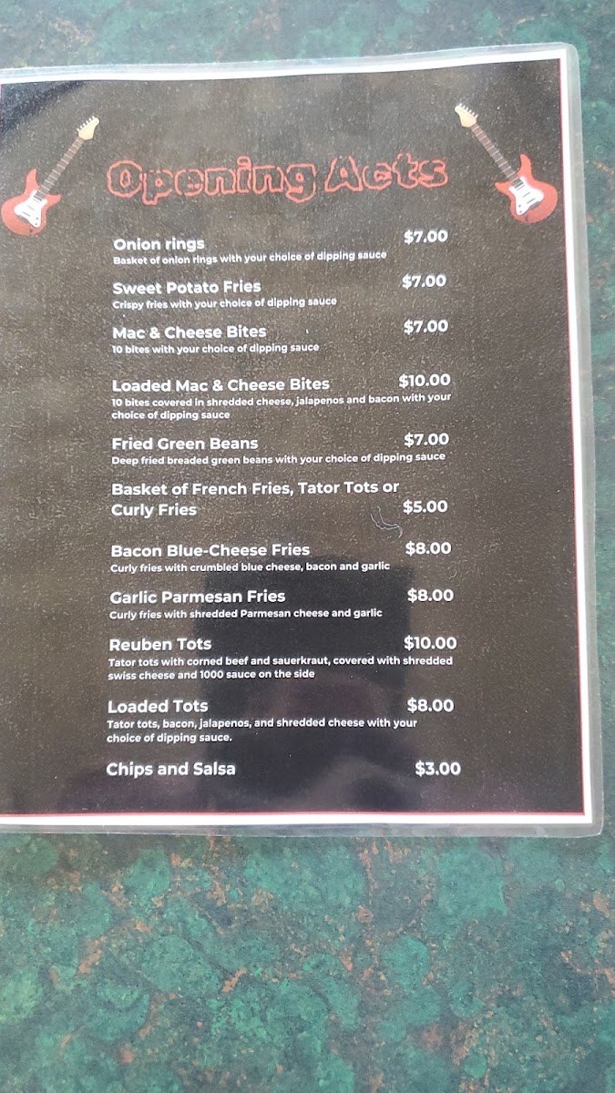 Cafe Rock menu board