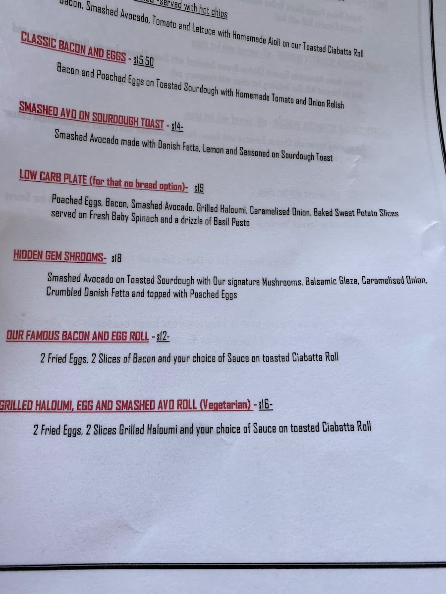 Hidden Gem Coffee menu board