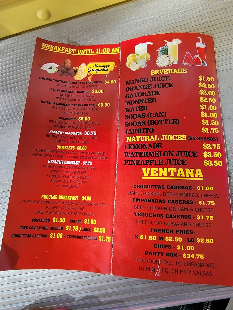 Mario's Rapid Food LLC menu board