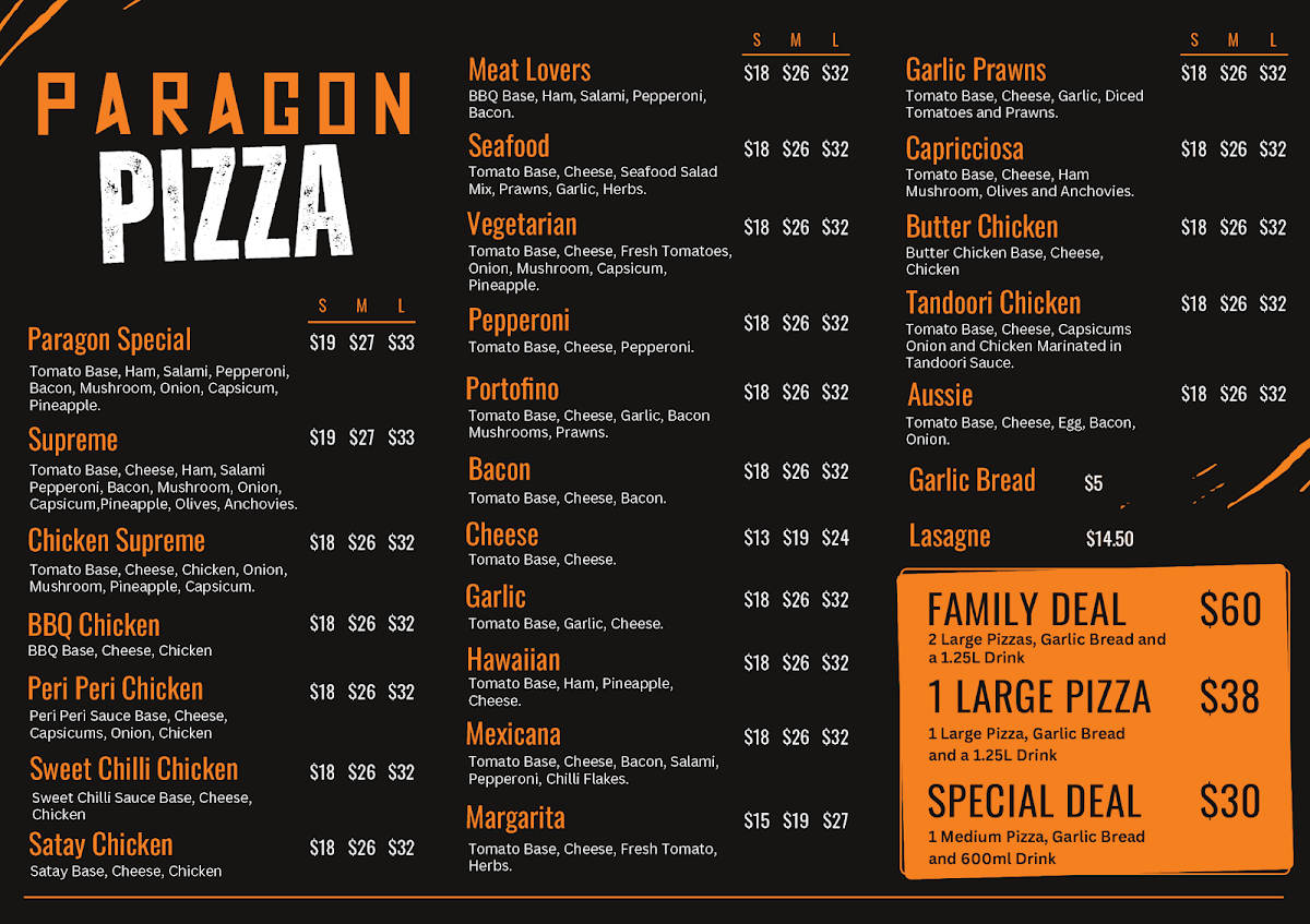 WEST WYALONG Paragon Cafe menu board