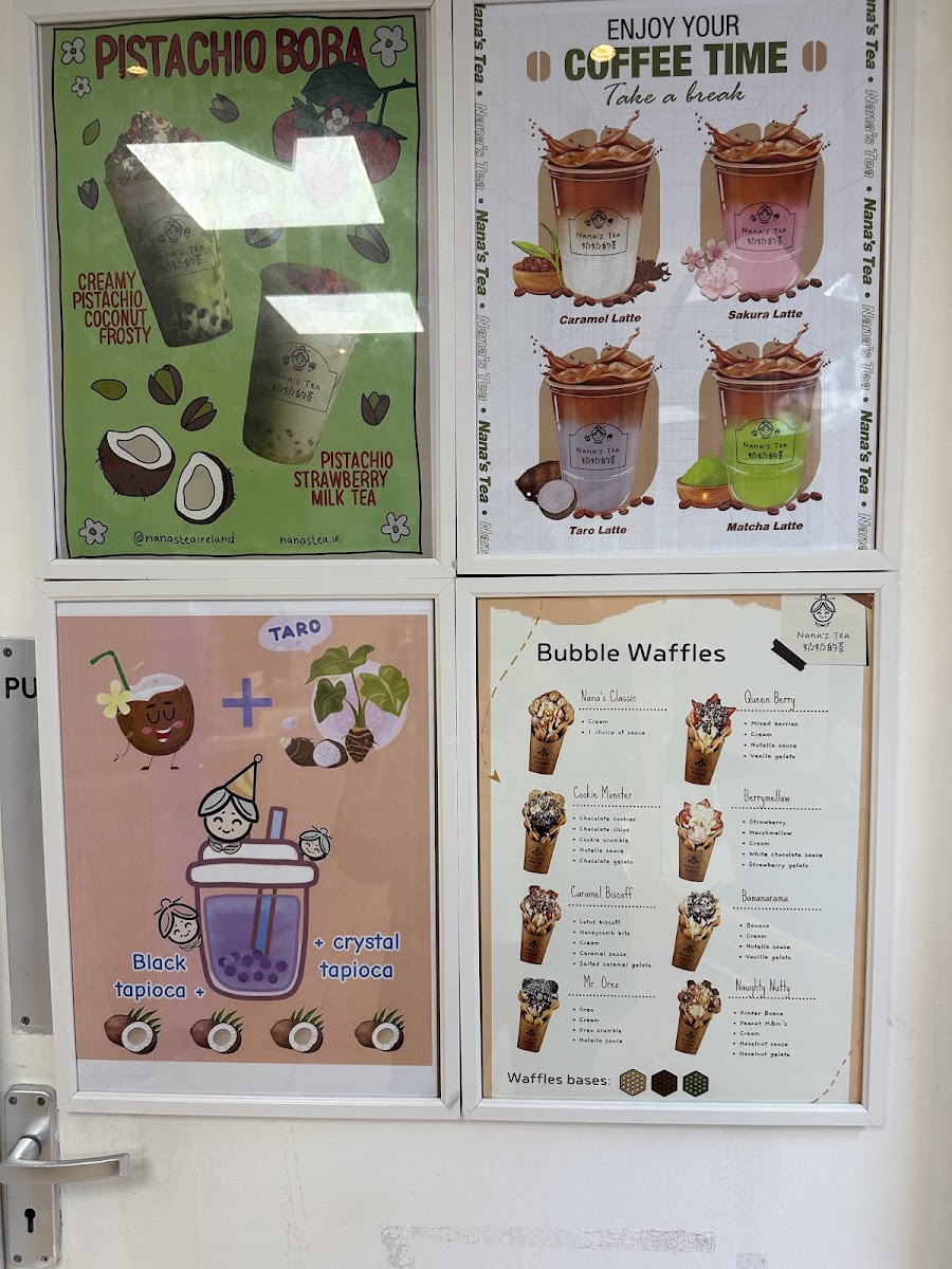 Nana's Tea Galway menu board