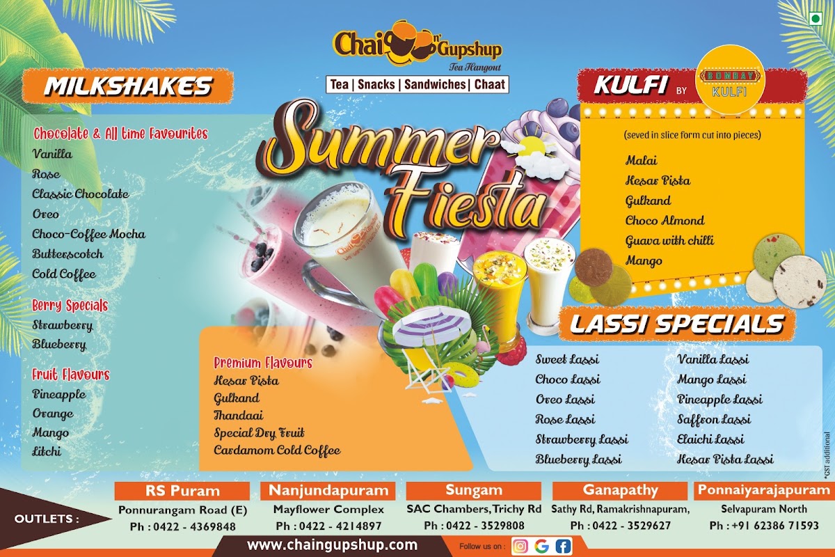 Chai n' Gupshup Tea Hangout menu board