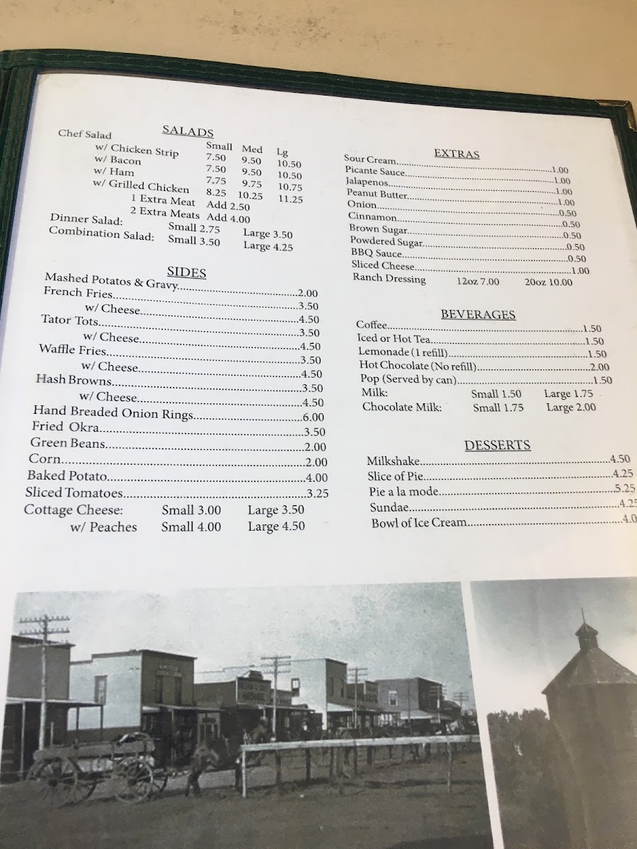 Circle G Cafe menu board