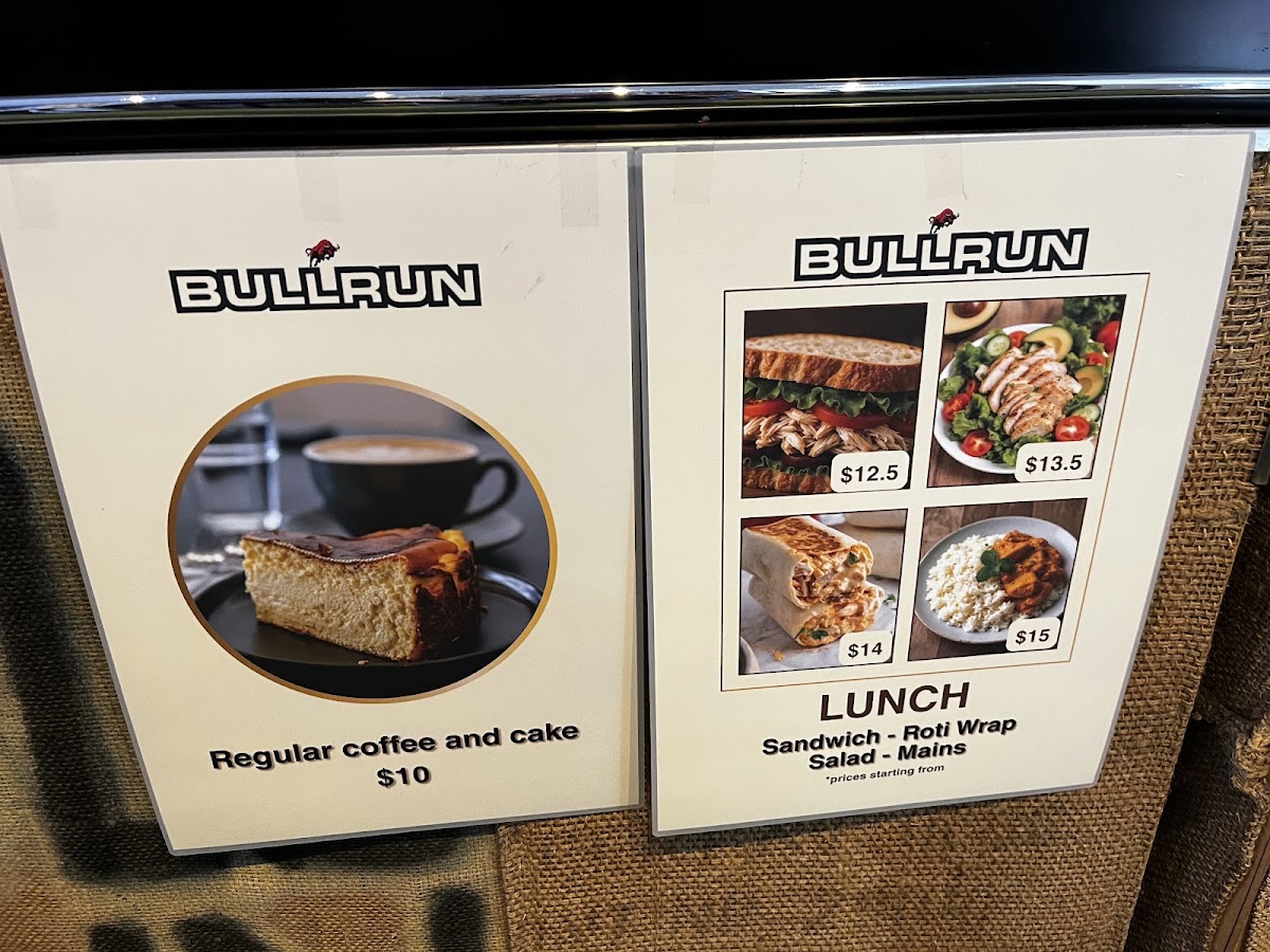 Bullrun café menu board
