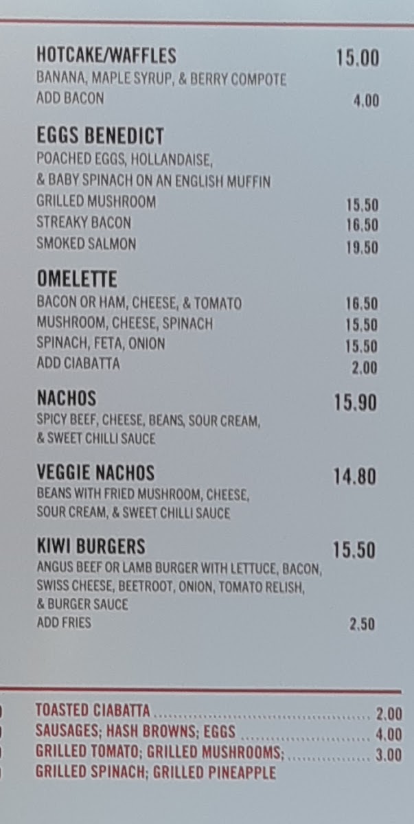 Esquires Cafe - Mercer menu board