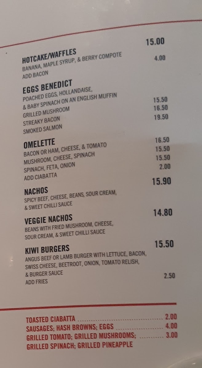 Esquires Cafe - Mercer menu board