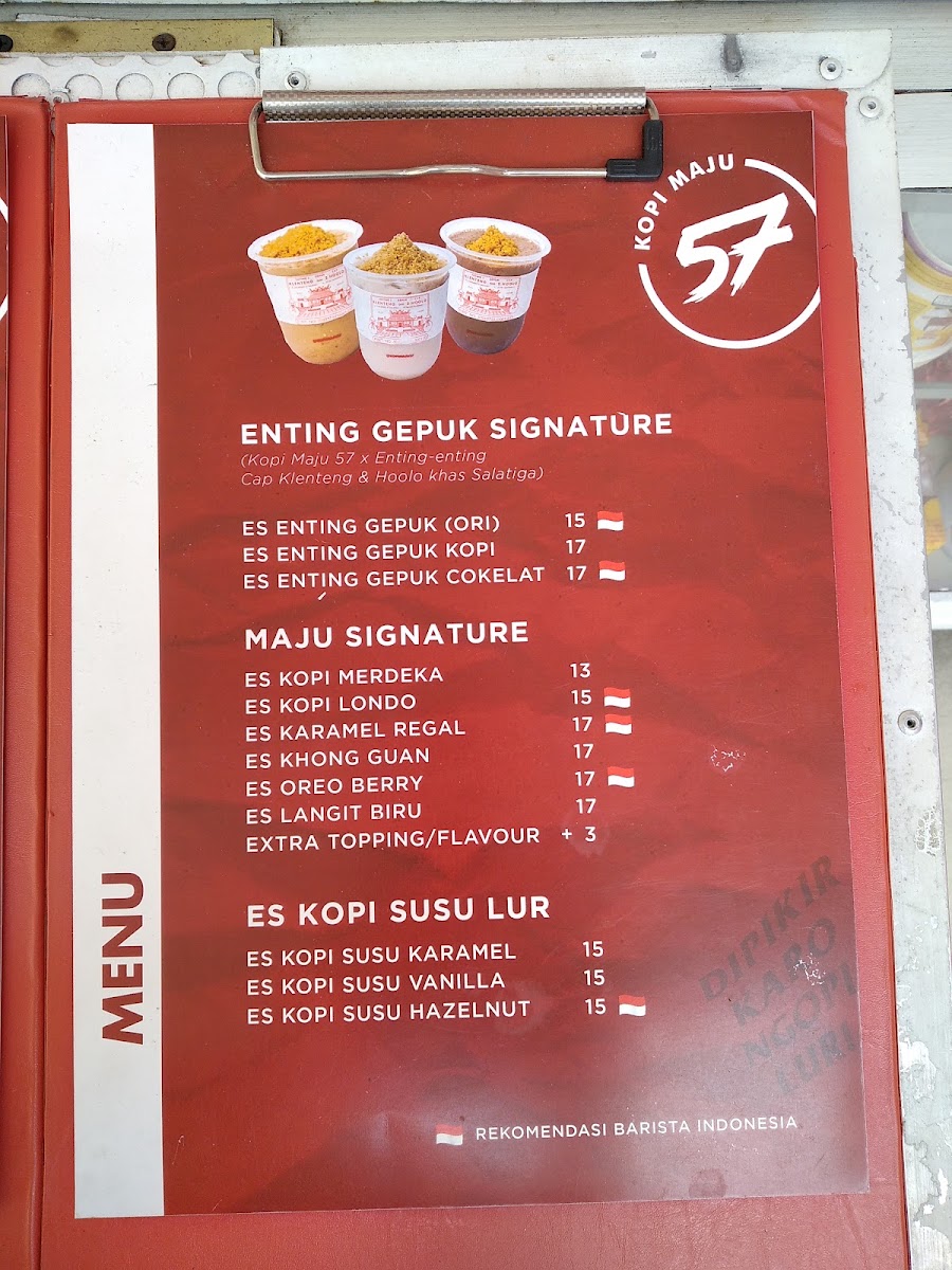 KOPI MAJU 57 - GOR TRI LOMBA JUANG menu board